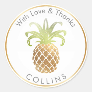 Adesivo PixDezines Faux Dourado Pineapple/DIY Obrigado