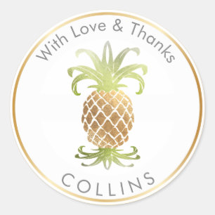 Adesivo PixDezines Faux Dourado Pineapple/DIY Obrigado