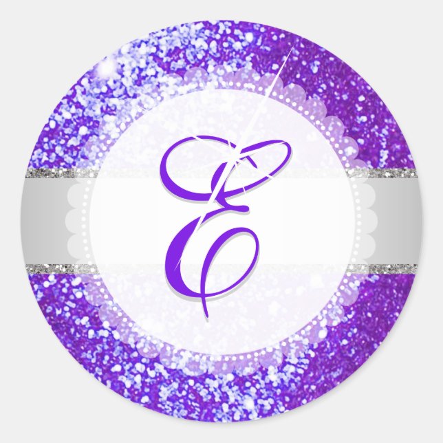 Adesivo PixDezines FAUX GLITTER MONOGRAM | ULTRA VIOLET (Frente)