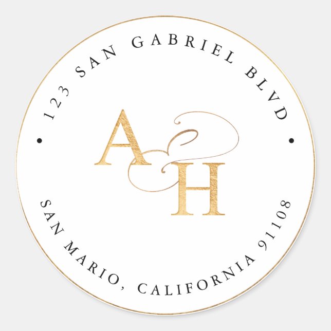 Adesivo PixDezines Faux Monograma Dourado + Ampersand (Frente)