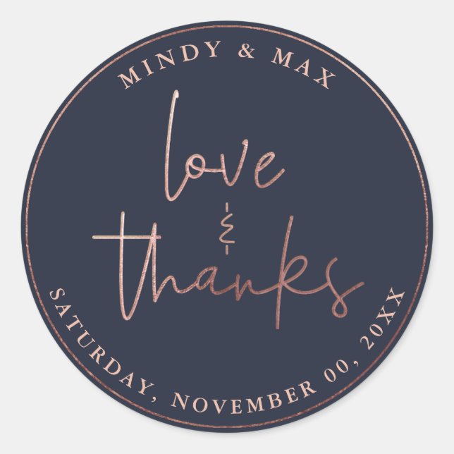 Adesivo PixDezines FAUX ROSA DOURADO LOVE+OBRIGADOS|DIY CO (Frente)