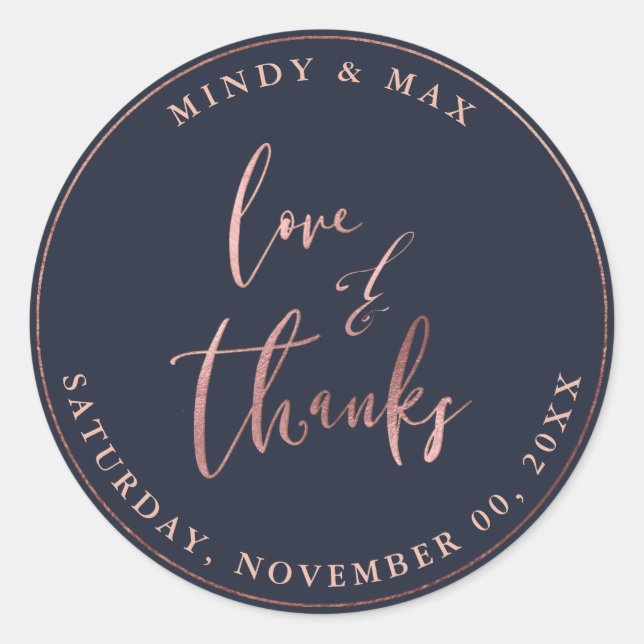 Adesivo PixDezines FAUX ROSA DOURADO LOVE+OBRIGADOS|DIY CO (Frente)