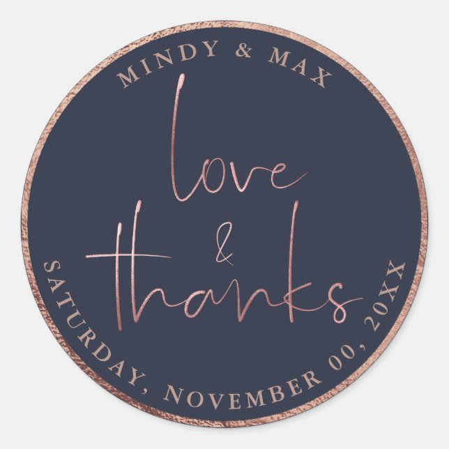 Adesivo PixDezines FAUX ROSA DOURADO LOVE+OBRIGADOS|DIY CO (Frente)