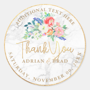 Adesivo PixDezines Floral Watercolor Marble+Faux Gold