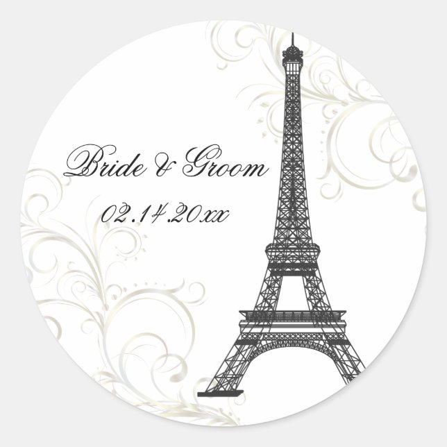 Adesivo PixDezines La Tour Eiffel+Swirls/cor DIY (Frente)