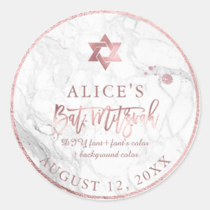 Adesivo PixDezines Marble Mitzvah Stickers/Rosa Dourado