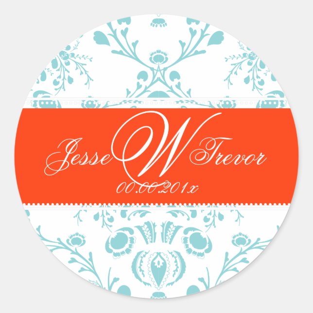 Adesivo PixDezines Monograma Dolcè Damask, cor DIY (Frente)