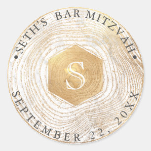 Adesivo PixDezines Monograma Faux Dourado Rings Mitzvah