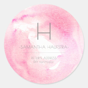 Adesivo PixDezines Monograma Raspberry Pink Watercolor