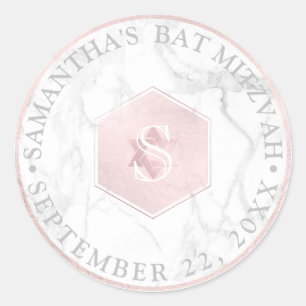 Adesivo PixDezines Monograma Rosa Bege favo de mel Mitzvah