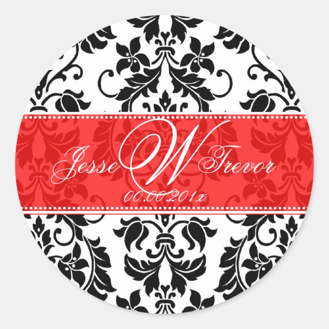 Adesivo PixDezines Monograma Tanza Damask, fundo DIY (Frente)