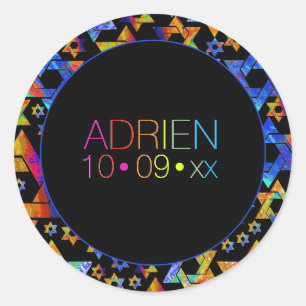 Adesivo PixDezines Neons Tipografia Bar Mitzvah Logotipo