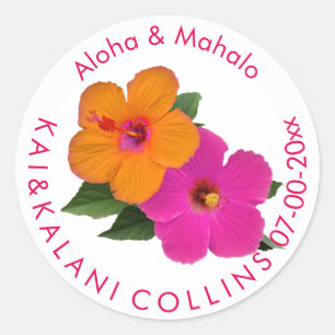 Adesivo PixDezines Orange/Pink Hibiscus/Aloha/Mahalo