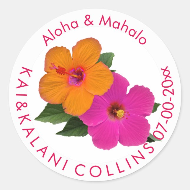 Adesivo PixDezines Orange/Pink Hibiscus/Aloha/Mahalo (Frente)