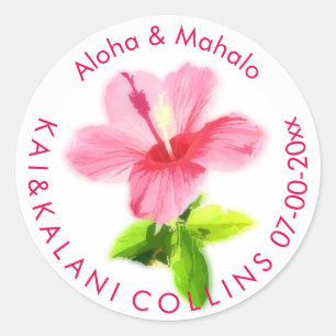 Adesivo PixDezines Pink Hibiscus/Aloha/Mahalo/Obrigado