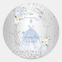 Adesivo PixDezines Quinceanera H2 Flores Dusty Rosas Azuis