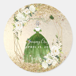 Adesivo PixDezines Quinceanera H2 Vestido Verde Esmeralda