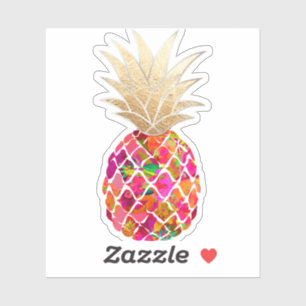 Adesivo PixDezines Red Aloha Pineapple, Faux Dourado