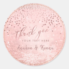 Adesivo PixDezines Rosa Dourado Snow Bokeh+Confetti Obriga