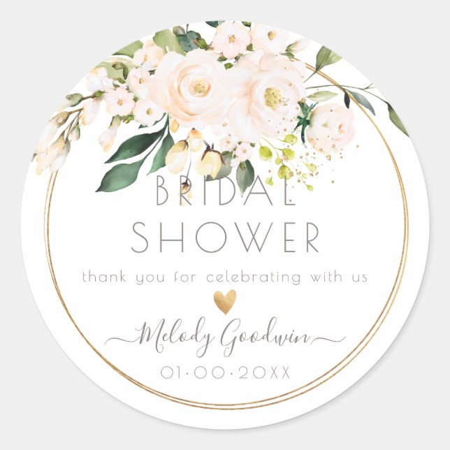 Adesivo PixDezines Rosas de Blush de Cor de Água+Verde (Frente)