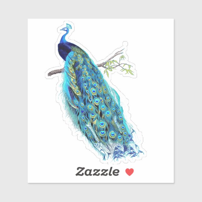 Adesivo PixDezines Vintage Peacock Azul+Dourado (Folha)