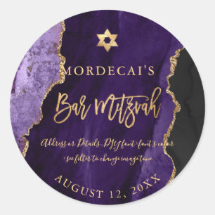 Adesivo PixDezines Watercolor Agate Purple Bar Mitzvah