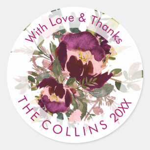 Adesivo PixDezines Watercolor Floral/Masala Red/Obrigado