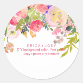 Adesivo PixDezines Watercolor Floral/Peonies/Obrigado