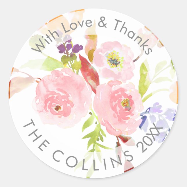 Adesivo PixDezines Watercolor Floral/Ranunculus/Obrigado (Frente)