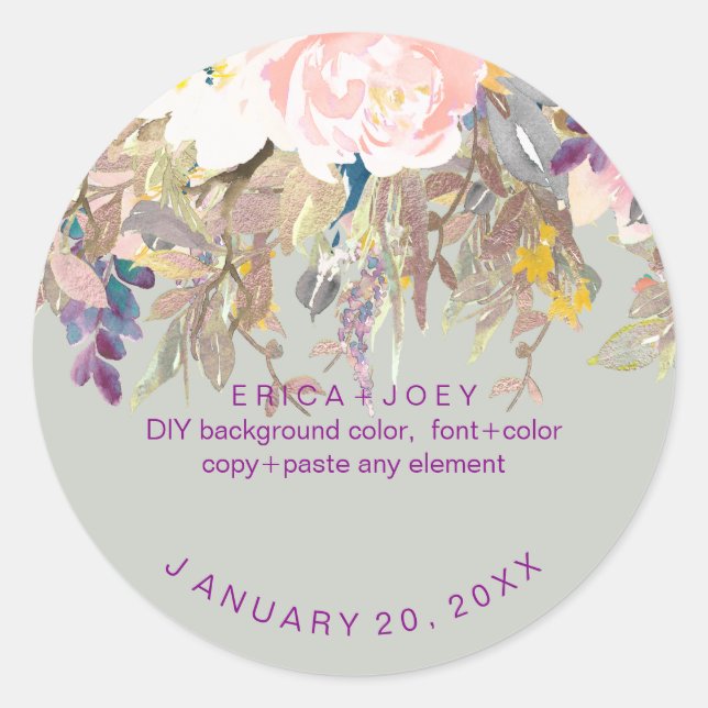 Adesivo PixDezines Watercolor Wisteria+Peonies (Frente)