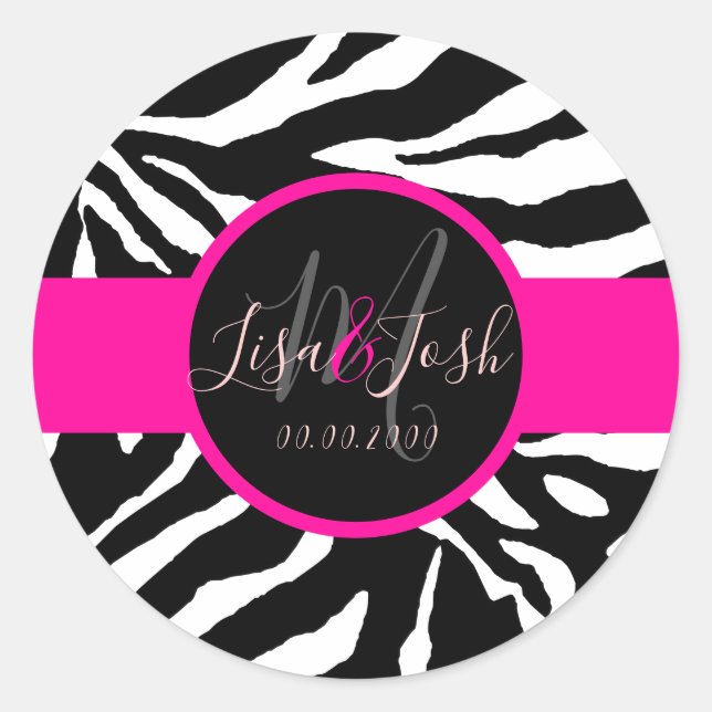 Adesivo PixDezines Zebra, Monograma DIY Cor (Frente)