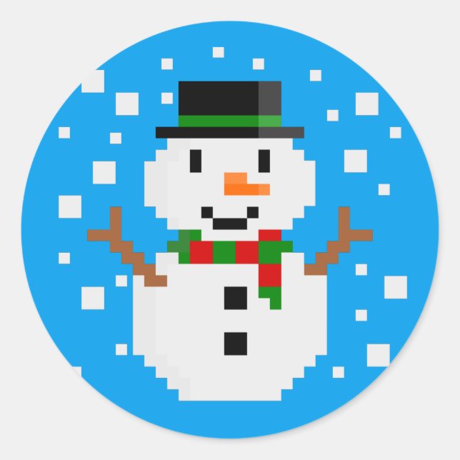 Adesivo Pixel Art BONECo de NEVE (Frente)