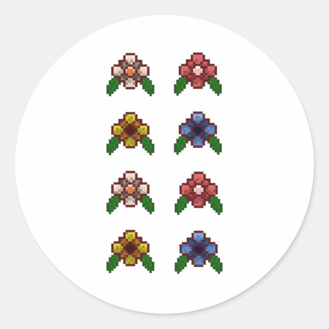 Adesivo Pixel Art Floral (rosa-pálido) (Frente)