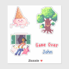 Adesivo Pixel de Arte de Jogo Retroativo Personalizado