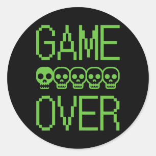 Adesivo Pixel Gamer Crânio Jogo Terminado Jogo de Vídeo Re