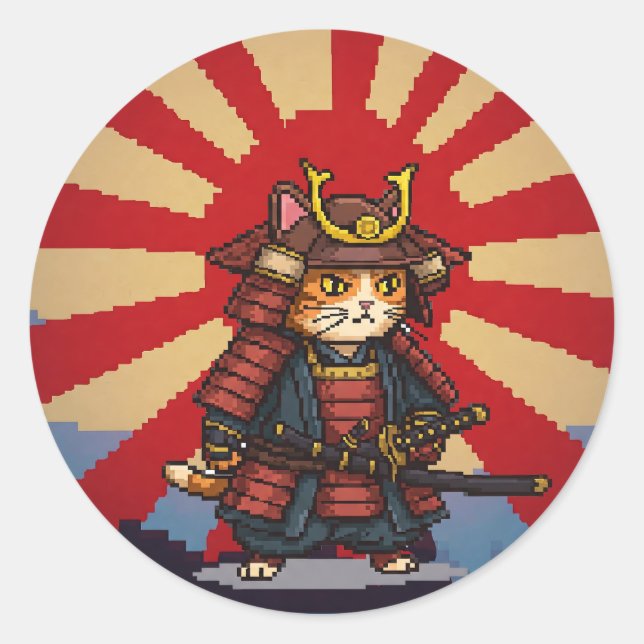 Adesivo Pixel Samurai Cat (Frente)