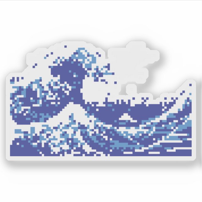 Adesivo Pixel Tsunami Blue 8 Bit Pixel Art (Frente)