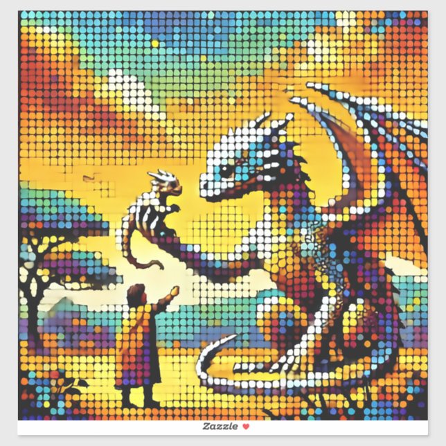 Adesivo pixelated image of a dragon trainer (Folha)