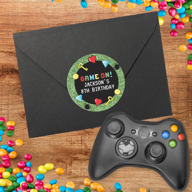 Adesivo Pixels Arcade Jogo Nível Superior Aniversário de c (Criador carregado)