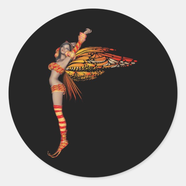 Adesivo Pixie Borboleta Laranja Monarca Fada 2 - (Frente)