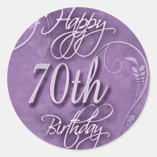 Adesivo Pizazz roxo para o aniversário do 70