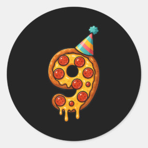 Adesivo Pizza 9º Aniversário, 9 Anos Festa Hábitos
