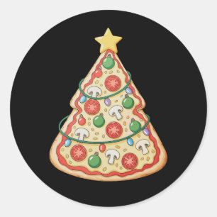 Adesivo Pizza Árvore Natal Xmas Luzes Crustmas Feriado