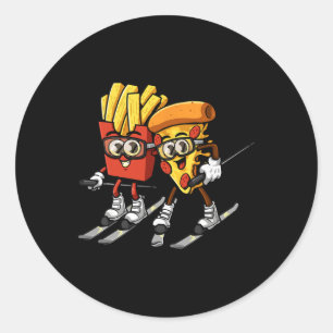 Adesivo Pizza Batata Frita Esqui Engraçado Esquiador Comid