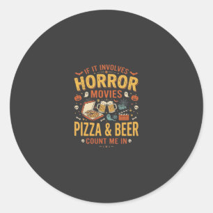 Adesivo Pizza Cerveja Filmes de Terror Design de Halloween