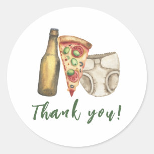 Adesivo Pizza, Cervejas e Fraldas também Chuveiro de bebê