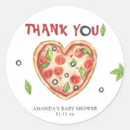 Adesivo pizza coração aquarela baby shower OBRIGADA