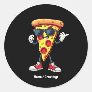 Adesivo Pizza Dançante Fatia Uma Design Reprodutiva e Deli