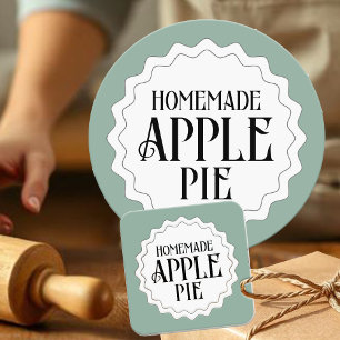 Adesivo Pizza de Apple caseira com borda de rótulo de bord