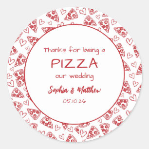 Adesivo Pizza De Casamento Após Festa Vermelha, Desenhada 